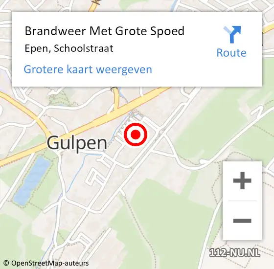 Locatie op kaart van de 112 melding: Brandweer Met Grote Spoed Naar Epen, Schoolstraat op 16 december 2022 08:51