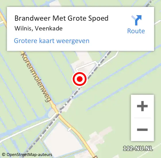 Locatie op kaart van de 112 melding: Brandweer Met Grote Spoed Naar Wilnis, Veenkade op 16 december 2022 09:11