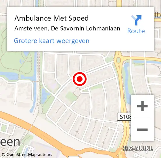 Locatie op kaart van de 112 melding: Ambulance Met Spoed Naar Amstelveen, De Savornin Lohmanlaan op 16 december 2022 09:15