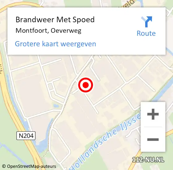 Locatie op kaart van de 112 melding: Brandweer Met Spoed Naar Montfoort, Oeverweg op 16 december 2022 09:17