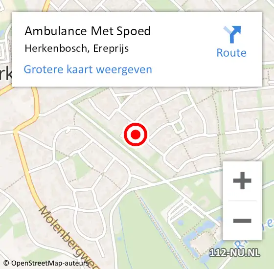 Locatie op kaart van de 112 melding: Ambulance Met Spoed Naar Herkenbosch, Ereprijs op 16 december 2022 09:29