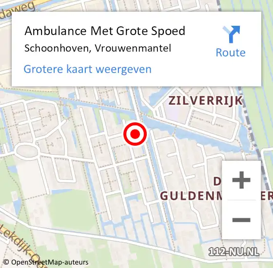 Locatie op kaart van de 112 melding: Ambulance Met Grote Spoed Naar Schoonhoven, Vrouwenmantel op 16 december 2022 09:33