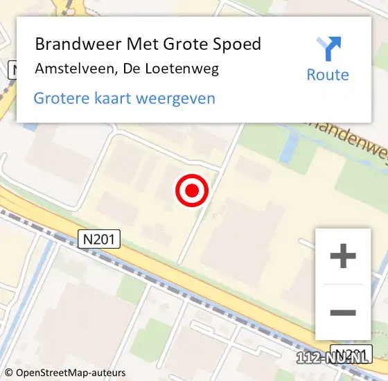 Locatie op kaart van de 112 melding: Brandweer Met Grote Spoed Naar Amstelveen, De Loetenweg op 16 december 2022 09:34