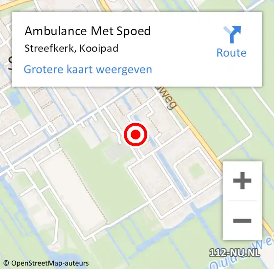 Locatie op kaart van de 112 melding: Ambulance Met Spoed Naar Streefkerk, Kooipad op 16 december 2022 09:43