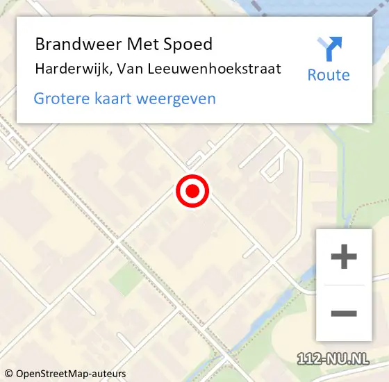 Locatie op kaart van de 112 melding: Brandweer Met Spoed Naar Harderwijk, Van Leeuwenhoekstraat op 16 december 2022 09:52