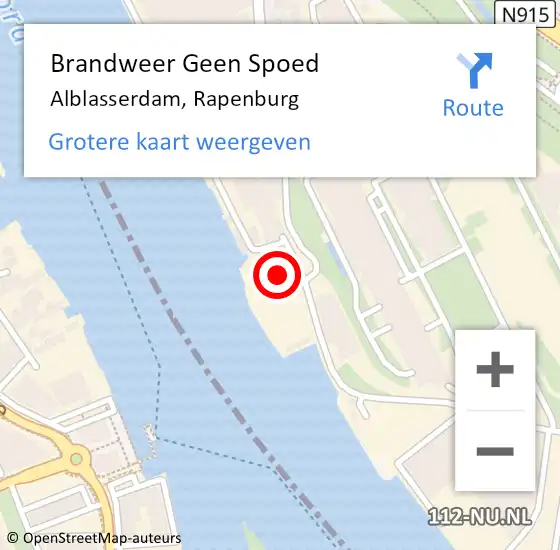 Locatie op kaart van de 112 melding: Brandweer Geen Spoed Naar Alblasserdam, Rapenburg op 16 december 2022 09:59