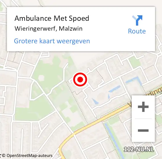 Locatie op kaart van de 112 melding: Ambulance Met Spoed Naar Wieringerwerf, Malzwin op 16 december 2022 10:06