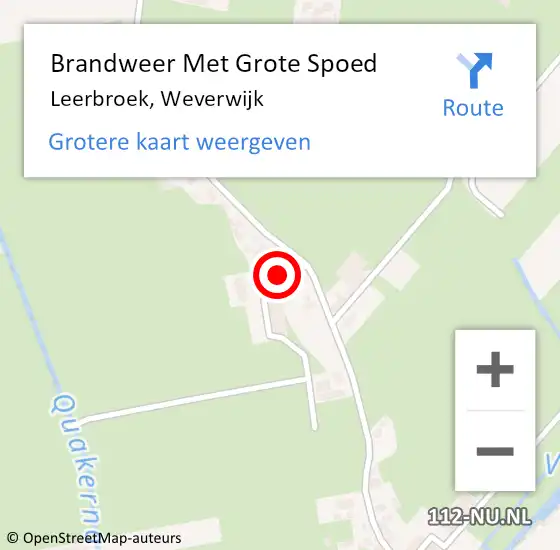 Locatie op kaart van de 112 melding: Brandweer Met Grote Spoed Naar Leerbroek, Weverwijk op 16 december 2022 10:13