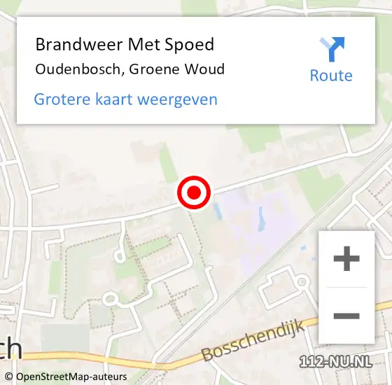 Locatie op kaart van de 112 melding: Brandweer Met Spoed Naar Oudenbosch, Groene Woud op 16 december 2022 10:22