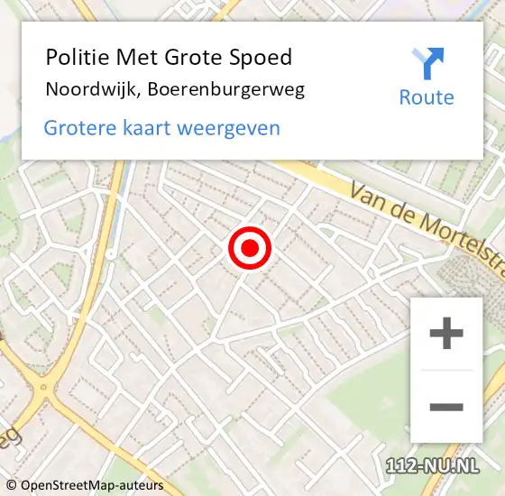 Locatie op kaart van de 112 melding: Politie Met Grote Spoed Naar Noordwijk, Boerenburgerweg op 16 december 2022 10:24