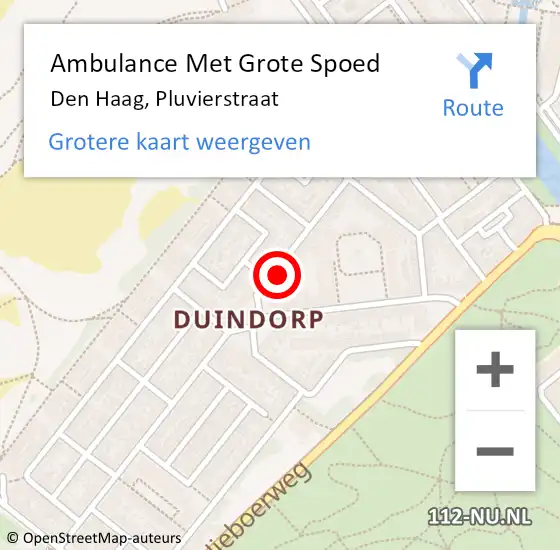 Locatie op kaart van de 112 melding: Ambulance Met Grote Spoed Naar Monster, Pluvierstraat op 16 december 2022 10:37