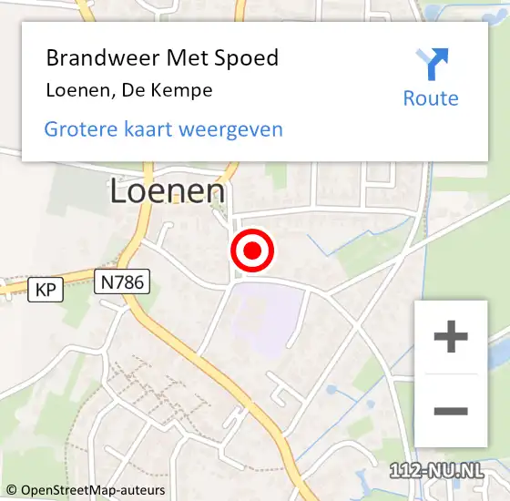 Locatie op kaart van de 112 melding: Brandweer Met Spoed Naar Loenen, De Kempe op 16 december 2022 10:39