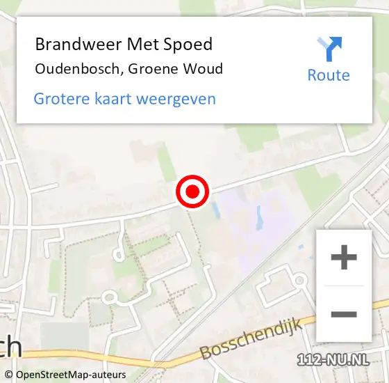 Locatie op kaart van de 112 melding: Brandweer Met Spoed Naar Oudenbosch, Groene Woud op 16 december 2022 10:40