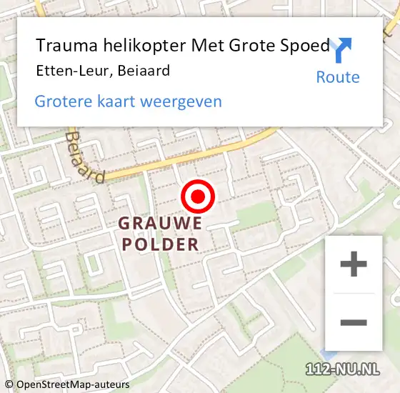 Locatie op kaart van de 112 melding: Trauma helikopter Met Grote Spoed Naar Etten-Leur, Beiaard op 16 december 2022 10:50