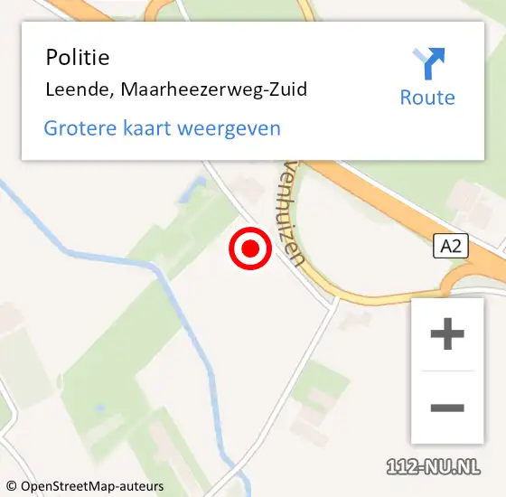 Locatie op kaart van de 112 melding: Politie Leende, Maarheezerweg-Zuid op 16 december 2022 10:52