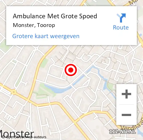 Locatie op kaart van de 112 melding: Ambulance Met Grote Spoed Naar Monster, Toorop op 16 december 2022 11:20