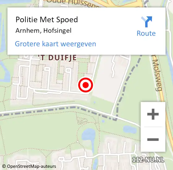 Locatie op kaart van de 112 melding: Politie Met Spoed Naar Arnhem, Hofsingel op 16 december 2022 11:25