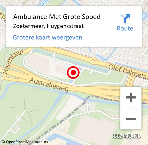 Locatie op kaart van de 112 melding: Ambulance Met Grote Spoed Naar Zoetermeer, Huygensstraat op 16 december 2022 11:30