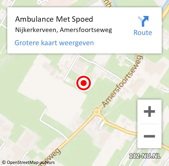Locatie op kaart van de 112 melding: Ambulance Met Spoed Naar Nijkerkerveen, Amersfoortseweg op 16 december 2022 11:39