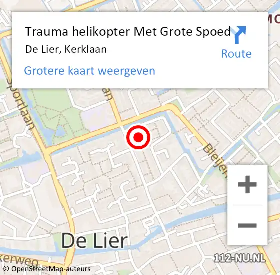 Locatie op kaart van de 112 melding: Trauma helikopter Met Grote Spoed Naar De Lier, Kerklaan op 16 december 2022 12:01