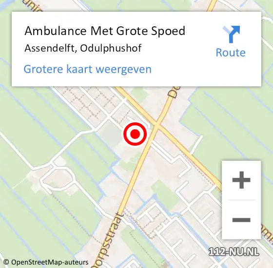 Locatie op kaart van de 112 melding: Ambulance Met Grote Spoed Naar Assendelft, Odulphushof op 16 december 2022 12:19