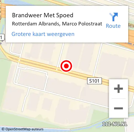 Locatie op kaart van de 112 melding: Brandweer Met Spoed Naar Rotterdam Albrands, Marco Polostraat op 16 december 2022 12:25