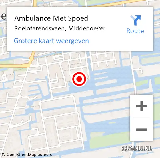 Locatie op kaart van de 112 melding: Ambulance Met Spoed Naar Roelofarendsveen, Middenoever op 16 december 2022 12:27