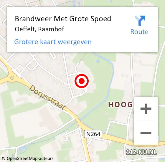 Locatie op kaart van de 112 melding: Brandweer Met Grote Spoed Naar Oeffelt, Raamhof op 16 december 2022 13:03