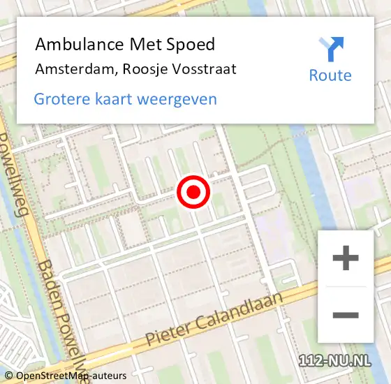 Locatie op kaart van de 112 melding: Ambulance Met Spoed Naar Amsterdam, Roosje Vosstraat op 16 december 2022 13:03