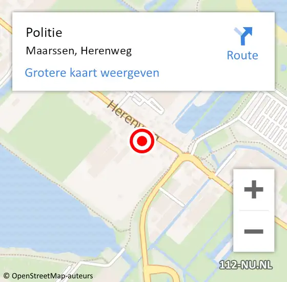 Locatie op kaart van de 112 melding: Politie Maarssen, Herenweg op 16 december 2022 13:14