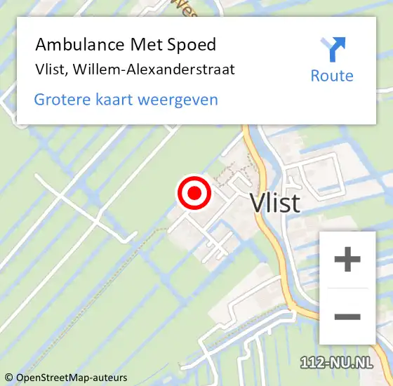 Locatie op kaart van de 112 melding: Ambulance Met Spoed Naar Vlist, Willem-Alexanderstraat op 16 december 2022 13:19