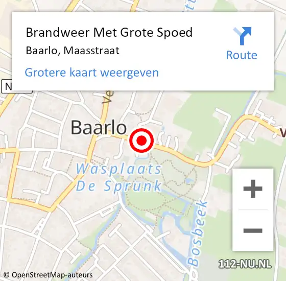 Locatie op kaart van de 112 melding: Brandweer Met Grote Spoed Naar Baarlo, Maasstraat op 16 december 2022 13:36