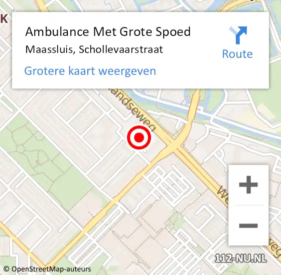 Locatie op kaart van de 112 melding: Ambulance Met Grote Spoed Naar Maassluis, Schollevaarstraat op 16 december 2022 13:38