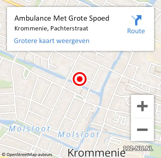 Locatie op kaart van de 112 melding: Ambulance Met Grote Spoed Naar Krommenie, Pachterstraat op 16 december 2022 13:55