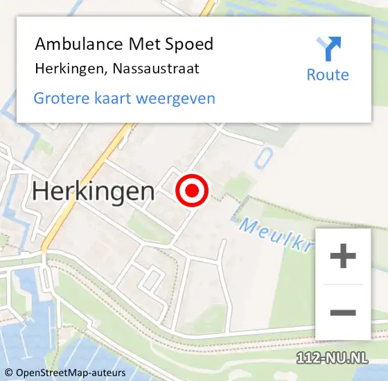 Locatie op kaart van de 112 melding: Ambulance Met Spoed Naar Herkingen, Nassaustraat op 16 december 2022 14:00