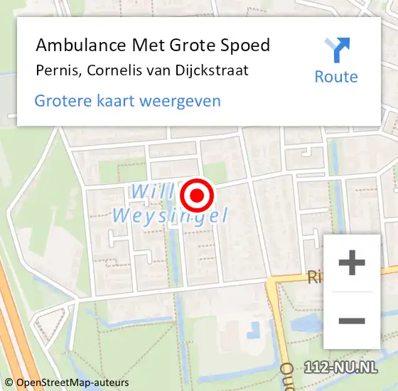 Locatie op kaart van de 112 melding: Ambulance Met Grote Spoed Naar Pernis, Cornelis van Dijckstraat op 16 december 2022 14:15