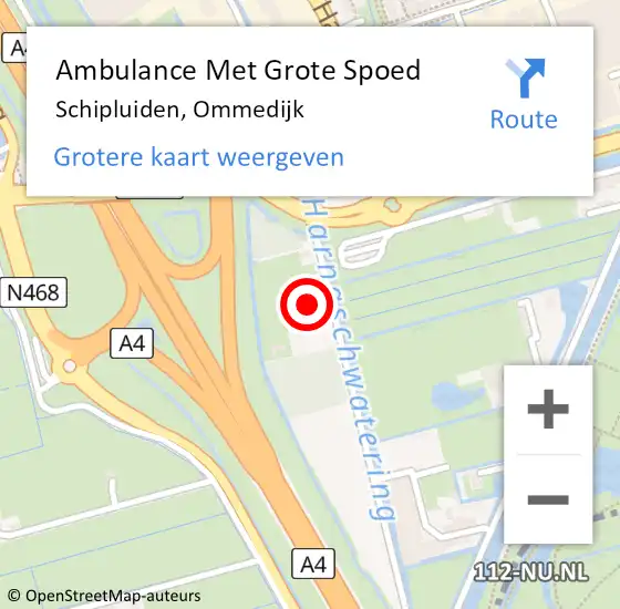 Locatie op kaart van de 112 melding: Ambulance Met Grote Spoed Naar Schipluiden, Ommedijk op 16 december 2022 14:21