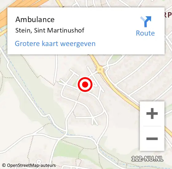 Locatie op kaart van de 112 melding: Ambulance Stein, Sint Martinushof op 8 augustus 2014 15:37