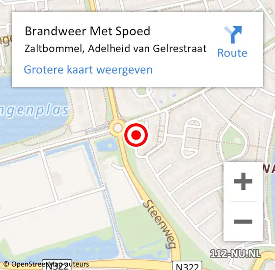 Locatie op kaart van de 112 melding: Brandweer Met Spoed Naar Zaltbommel, Adelheid van Gelrestraat op 16 december 2022 14:46