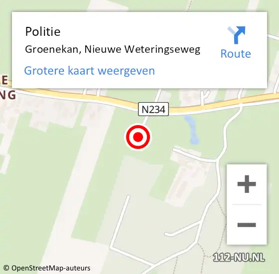 Locatie op kaart van de 112 melding: Politie Groenekan, Nieuwe Weteringseweg op 16 december 2022 14:49
