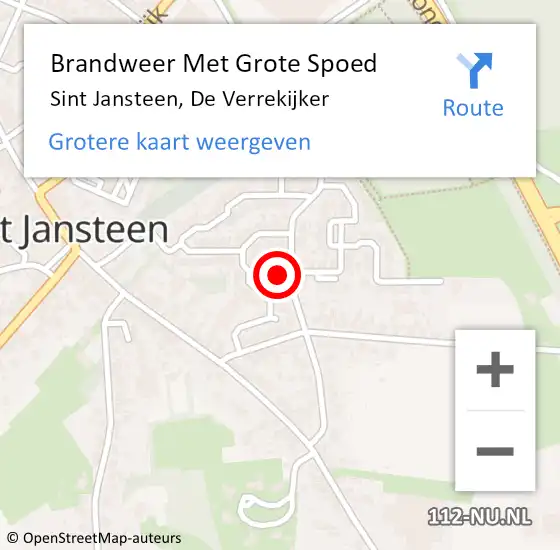 Locatie op kaart van de 112 melding: Brandweer Met Grote Spoed Naar Sint Jansteen, De Verrekijker op 16 december 2022 14:54