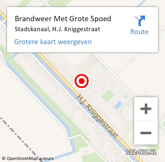 Locatie op kaart van de 112 melding: Brandweer Met Grote Spoed Naar Stadskanaal, H.J. Kniggestraat op 16 december 2022 15:04