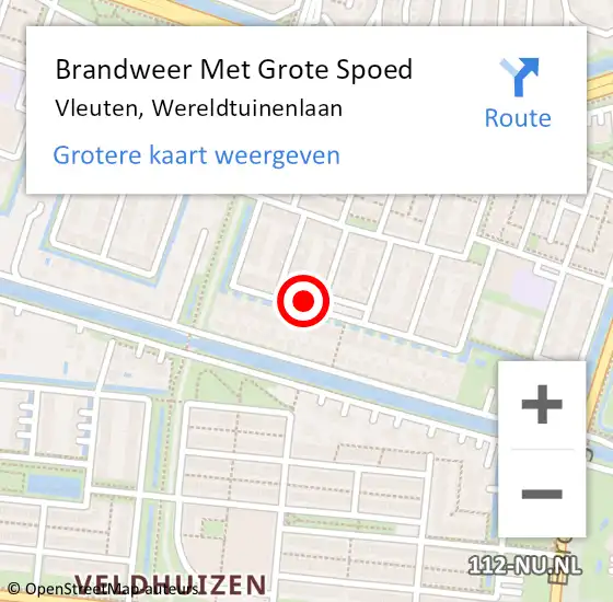 Locatie op kaart van de 112 melding: Brandweer Met Grote Spoed Naar Vleuten, Wereldtuinenlaan op 16 december 2022 15:08