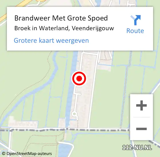 Locatie op kaart van de 112 melding: Brandweer Met Grote Spoed Naar Broek in Waterland, Veenderijgouw op 16 december 2022 15:20