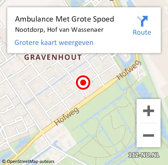 Locatie op kaart van de 112 melding: Ambulance Met Grote Spoed Naar Nootdorp, Hof van Wassenaer op 16 december 2022 15:39