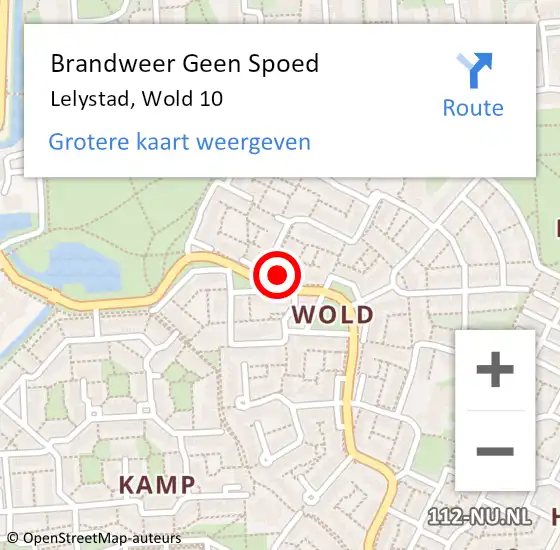 Locatie op kaart van de 112 melding: Brandweer Geen Spoed Naar Lelystad, Wold 10 op 16 december 2022 15:39