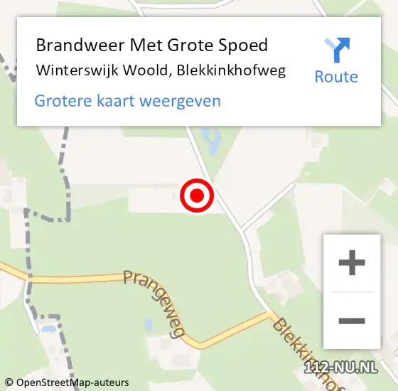 Locatie op kaart van de 112 melding: Brandweer Met Grote Spoed Naar Winterswijk Woold, Blekkinkhofweg op 8 augustus 2014 15:48