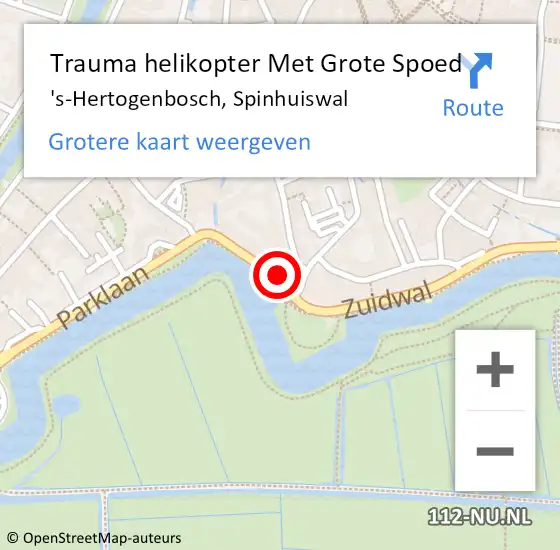 Locatie op kaart van de 112 melding: Trauma helikopter Met Grote Spoed Naar 's-Hertogenbosch, Spinhuiswal op 16 december 2022 16:36