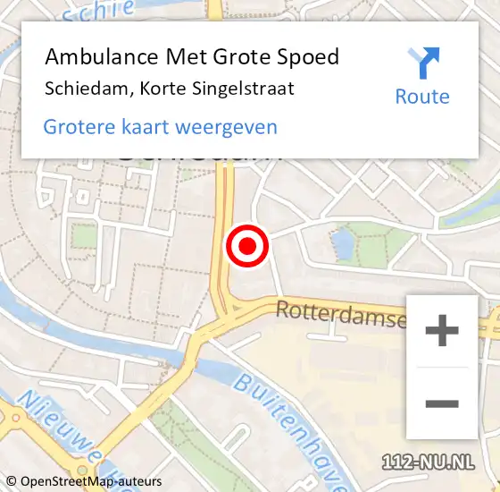 Locatie op kaart van de 112 melding: Ambulance Met Grote Spoed Naar Schiedam, Korte Singelstraat op 16 december 2022 16:47