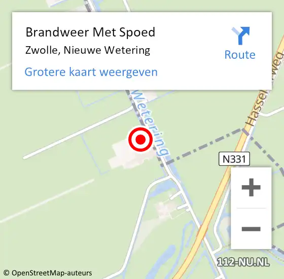 Locatie op kaart van de 112 melding: Brandweer Met Spoed Naar Zwolle, Nieuwe Wetering op 16 december 2022 16:50